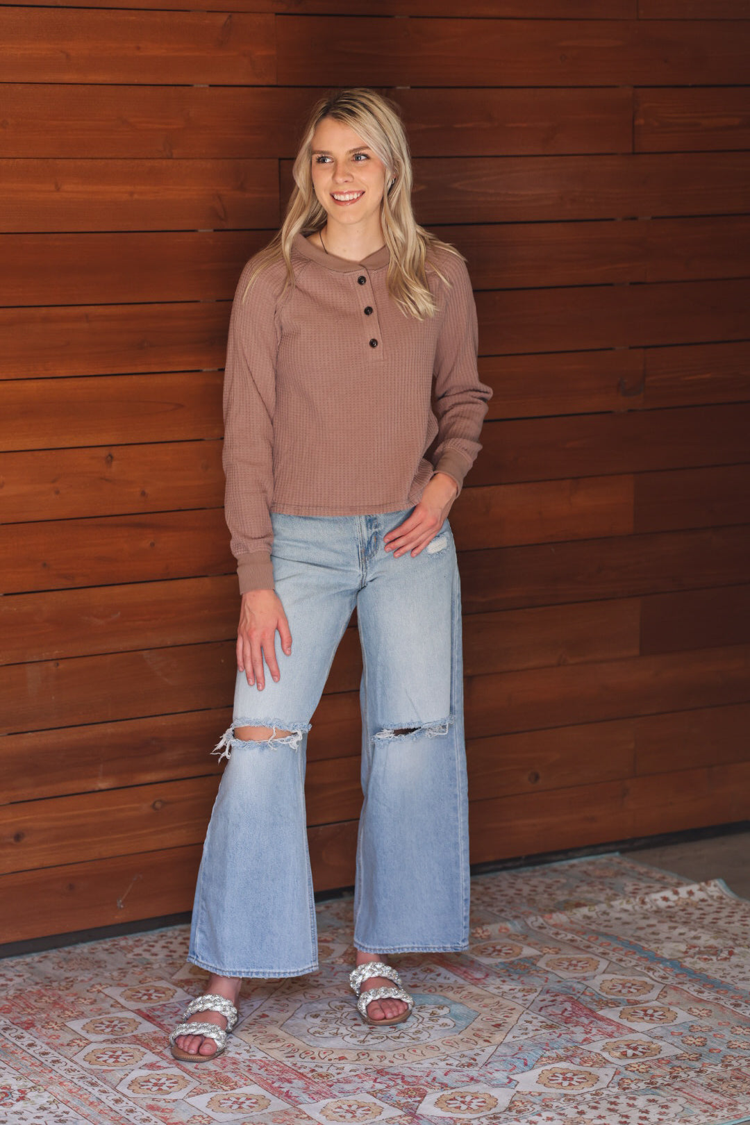 Waffle Long Sleeve Top