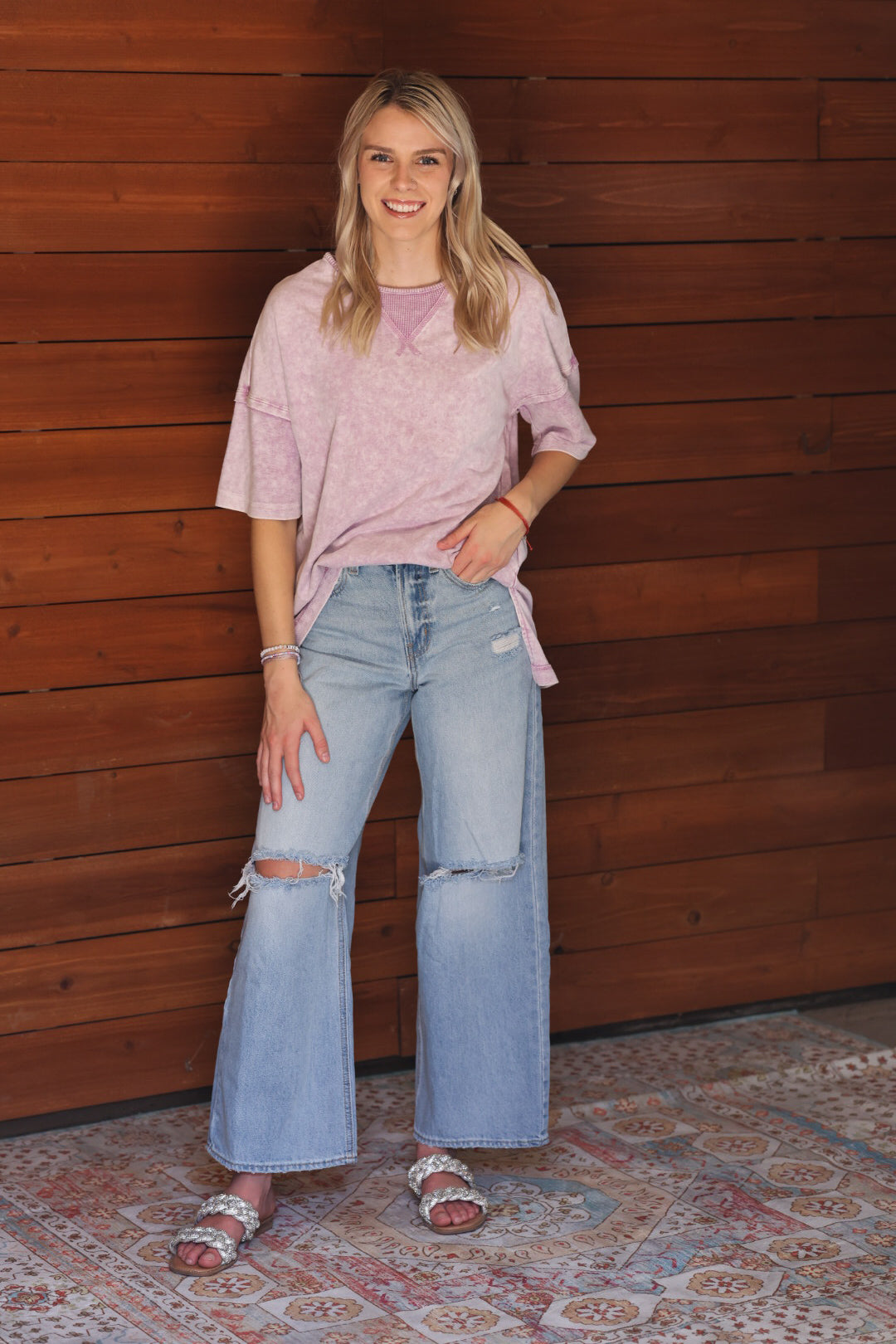 Light Purple Mineral Wash Oversized Shirt