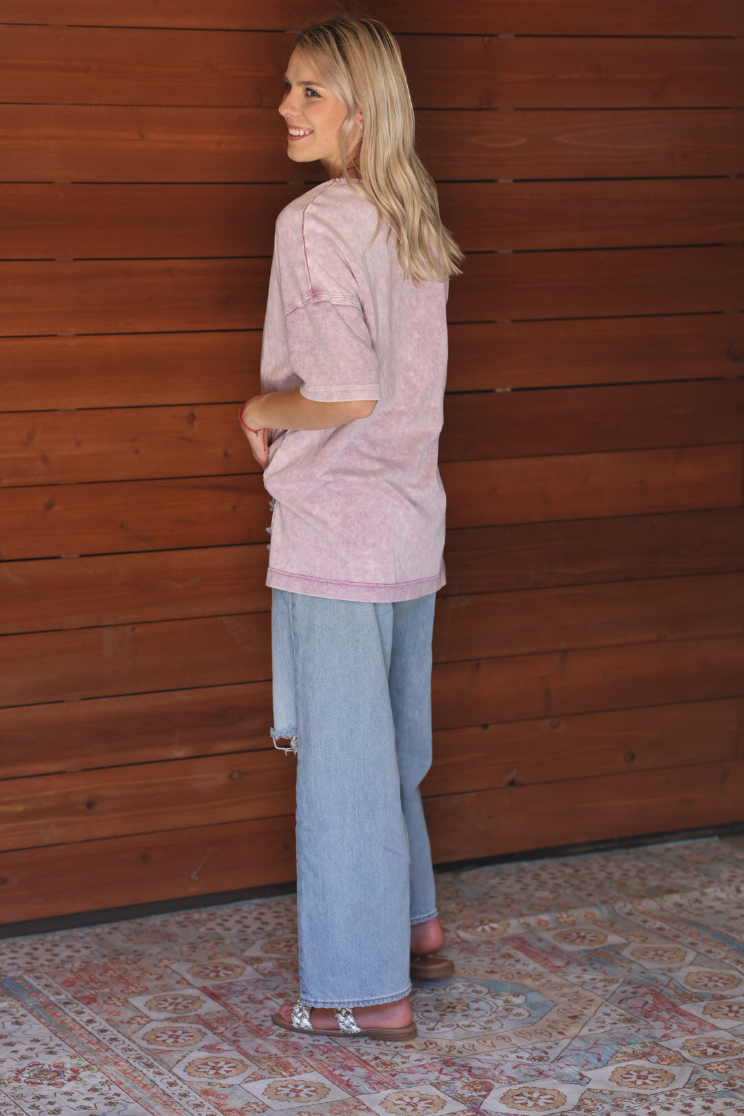 Light Purple Mineral Wash Oversized Shirt