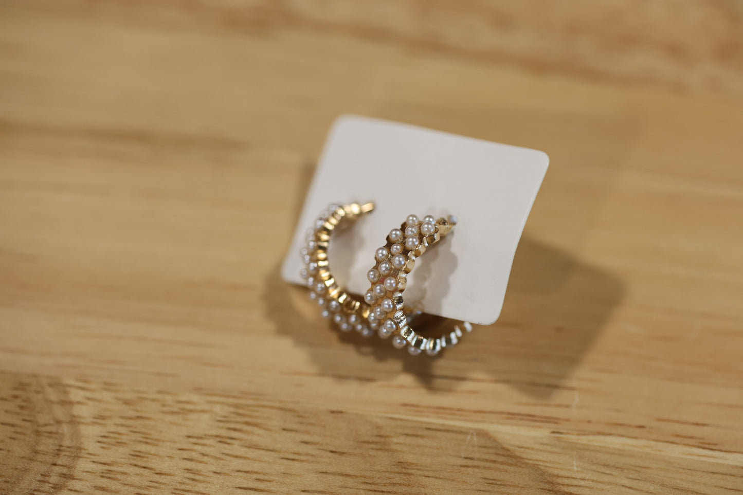 Small Gold half hoop pearl earrings