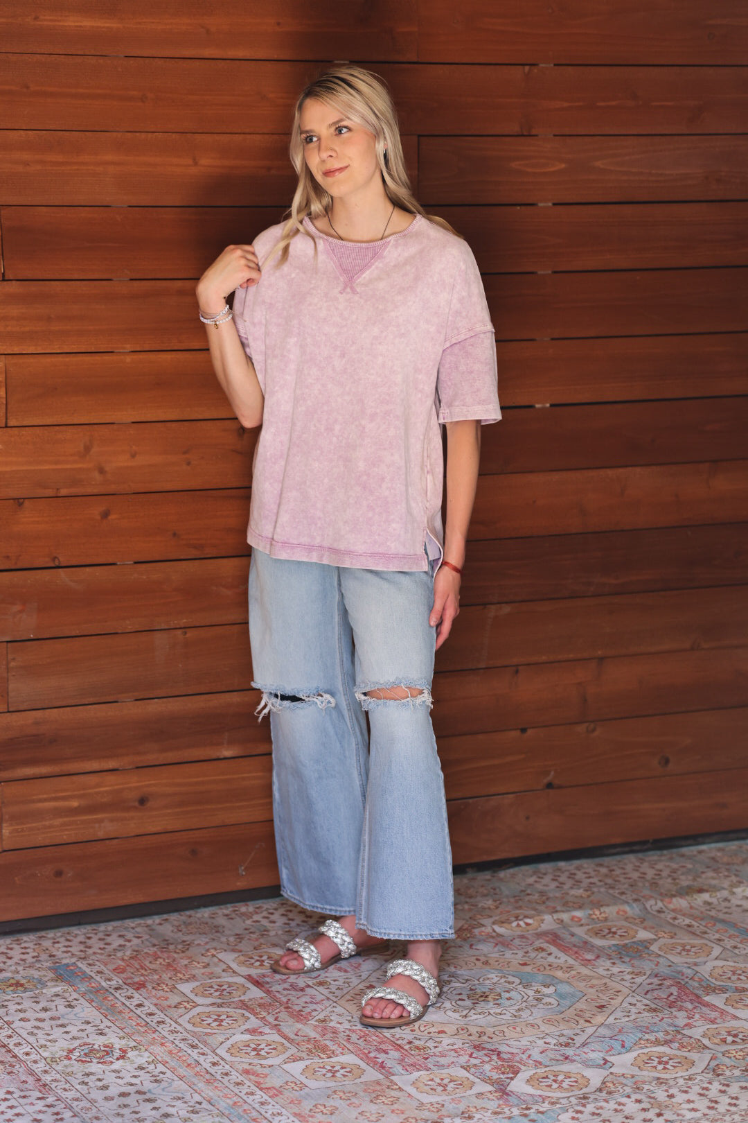 Light Purple Mineral Wash Oversized Shirt