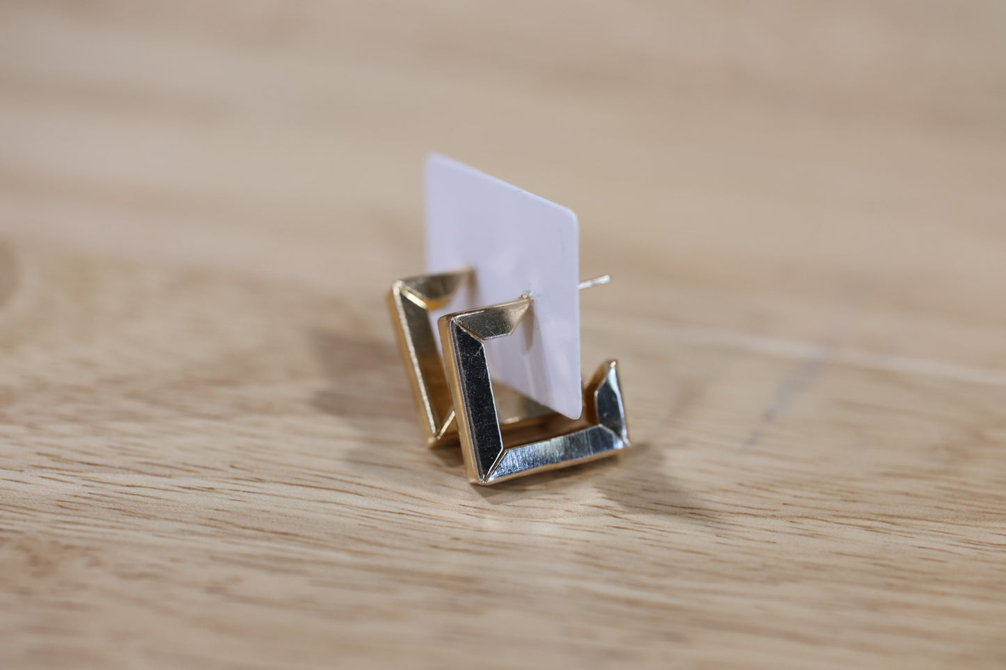 Gold square earrings