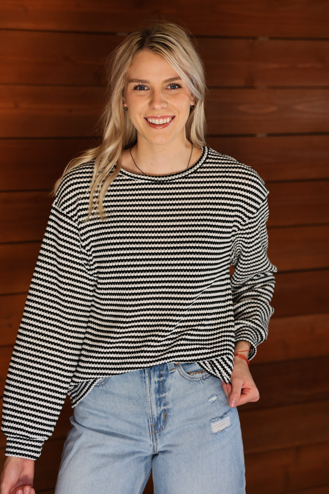 Black and White Striped Knit Longsleeve