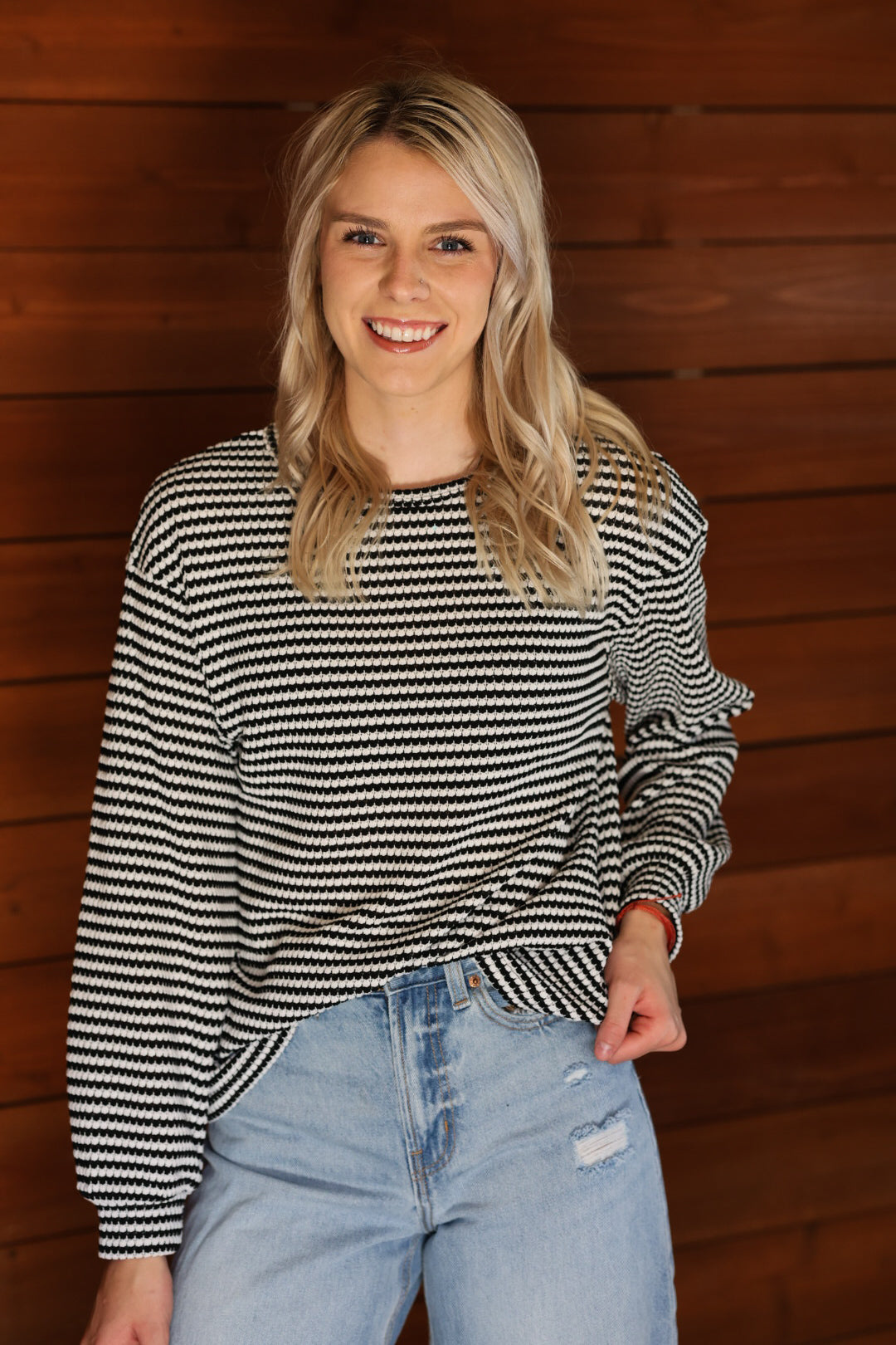 Black and White Striped Knit Longsleeve